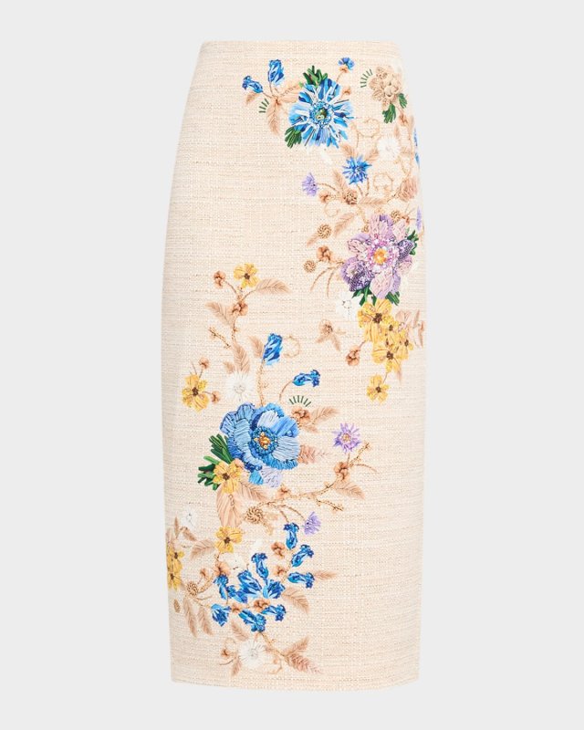 Vargas Trompe L'oeil Raffia Print Midi Skirt